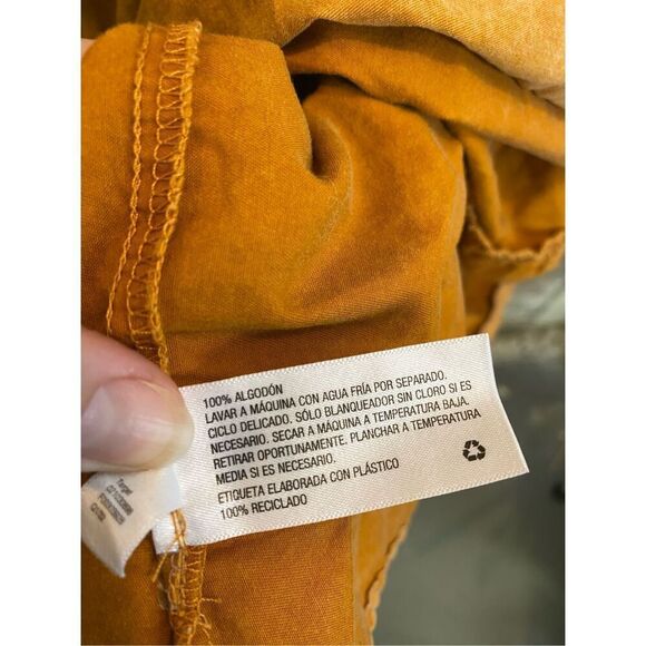 AVA & VIV Pumpkin Burnt Orange 100% Cotton Scoop Neck 3/4 Puff Sleeve Knee-lengt - Picture 4 of 14